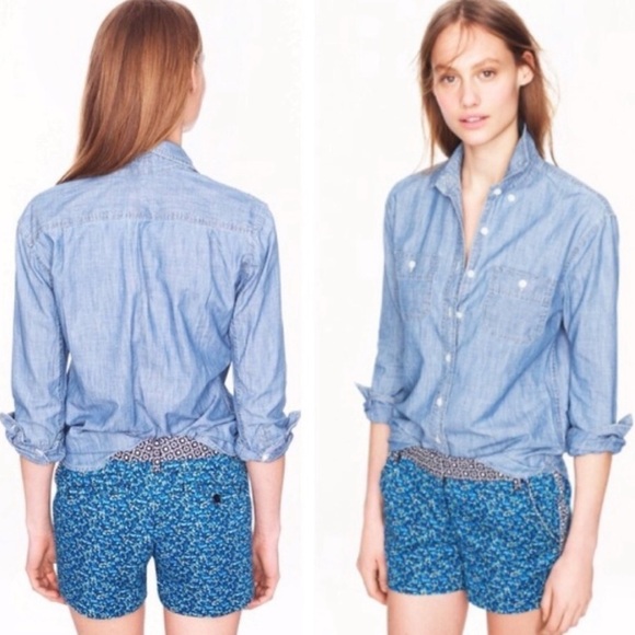 J. Crew Chino Ditsy Blue Flower Patch Contrast Border 3” Women’s Shorts Size 6 - Picture 13 of 13